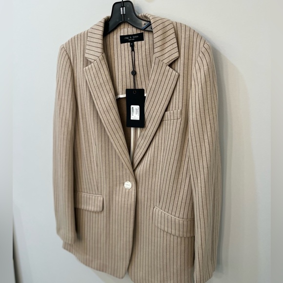 Rag & Bone Ames Blazer Tan Pinstripe Size 8 - Picture 4 of 13